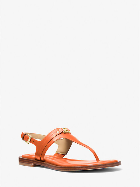 MICHAEL KORS Mandy Leather T-Strap Sandal ORANGE PUNCH Image 1