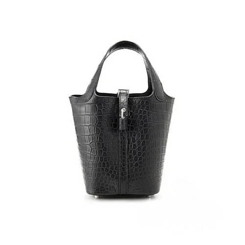 HERMES Picotin Lock PM Porosus Matt Noir
