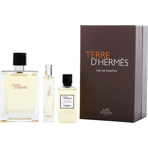 HERMES terre d'Eau De Toilette Spray 3.3 Oz & Hair And Body Shower Gel 1.35 Oz & Eau De Toilette Spray 0.5 Oz Mini & Bag Image 1