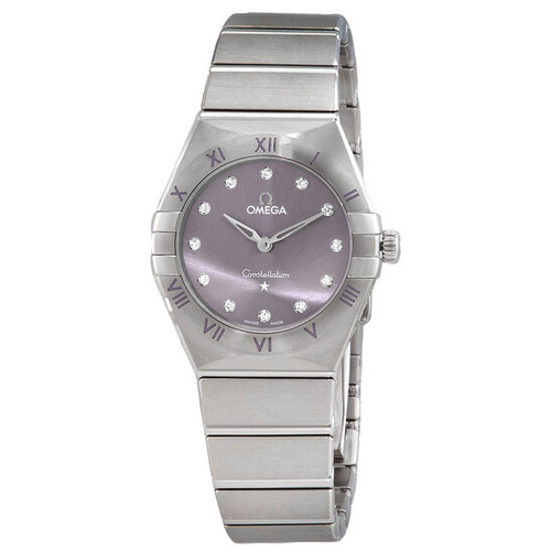 OMEGA Constellation Quartz Diamond Purple Dial Ladies Watch