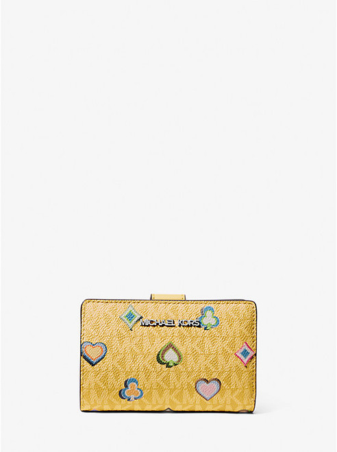 MICHAEL KORS Jet Set Medium Printed Signature Logo Wallet HONEY Image 1