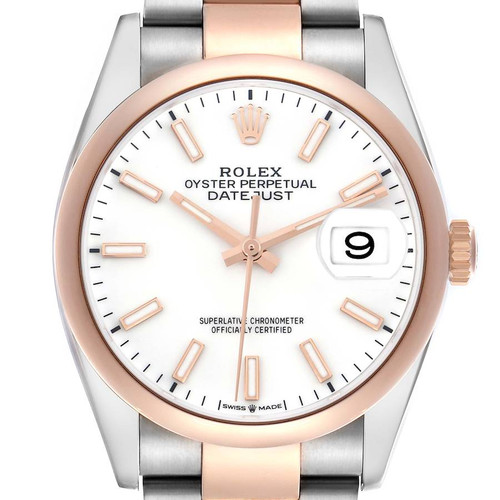 ROLEX Datejust 36 Steel Rose Gold White Dial Mens Watch 126201 Image 1