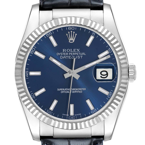 ROLEX Datejust 36 White Gold Blue Dial Automatic Mens Watch 116139 Image 1