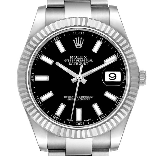 ROLEX Datejust Ii 41 White Gold Steel Black Dial Mens Watch 116334 Image 1