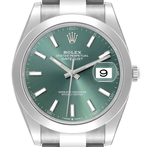 ROLEX Datejust 41 Mint Green Dial Steel Mens Watch 126300 Image 1