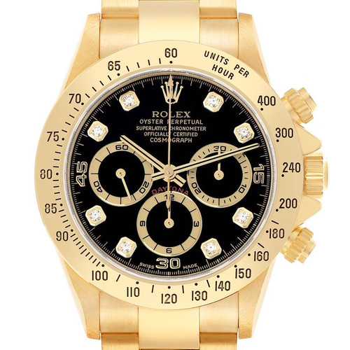 ROLEX Daytona Yellow Gold Black Diamond Dial Mens Watch 16528 Image 1