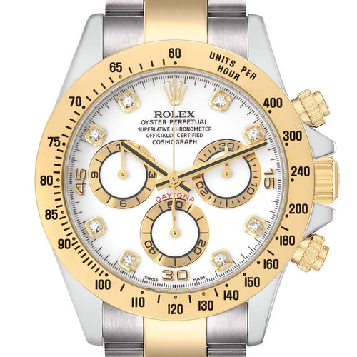 ROLEX Daytona Yellow Gold White Diamond Dial Mens Watch 116523 Image 1