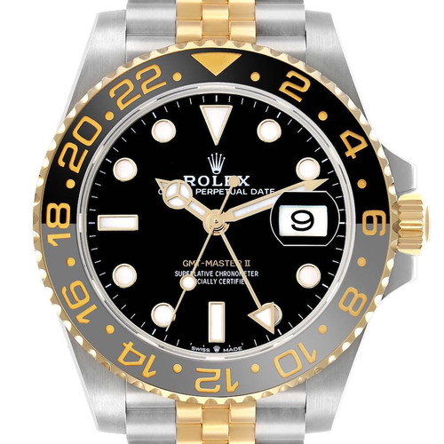 ROLEX Gmt Master Ii Yellow Gold Zombie Black Grey Bezel Steel Mens Watch 126713 Image 1