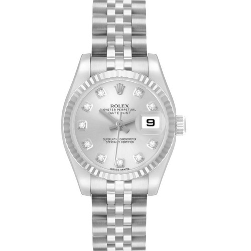 ROLEX Datejust Steel White Gold Diamond Ladies Watch 179174 Image 1