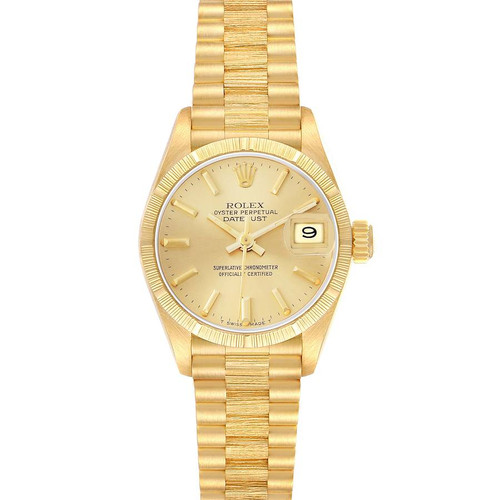 ROLEX President Datejust Yellow Gold Bark Finish Ladies Watch 69278 Image 1 ROLEX President Datejust Yellow Gold Bark Finish Ladies Watch 69278 Image 1