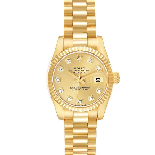 ROLEX President Datejust Yellow Gold Diamond Dial Ladies Watch 179178 Image 1