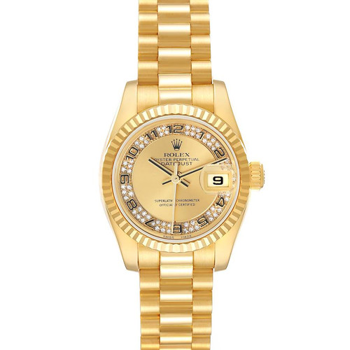ROLEX President Datejust Yellow Gold Myriad Diamond Dial Ladies Watch 179178 Image 1