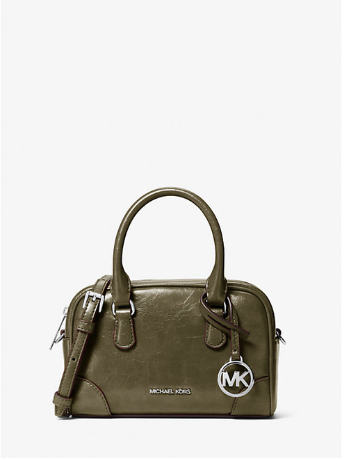 MICHAEL KORS Thompson Extra-Small Distressed Convertible Satchel - Olive (Arriving In Delhi)