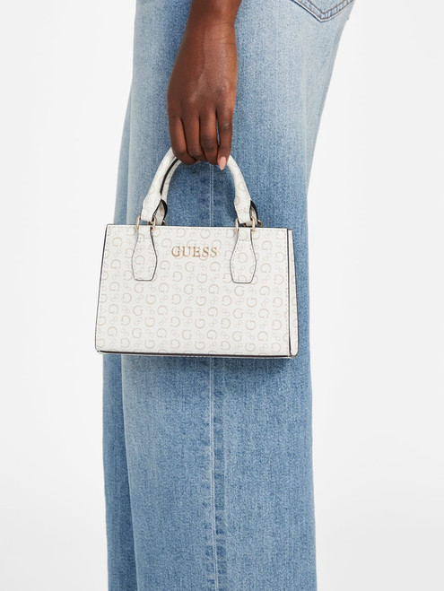 GUESS Eldoria Logo Mini Satchel WHITE Image 1