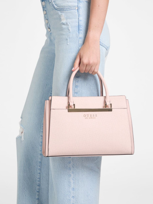 GUESS Marva Logo Satchel PINK Image 1
