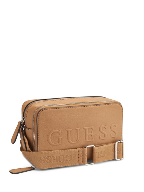 GUESS Haddington Mini Double-Zip Crossbody BROWN Image 1