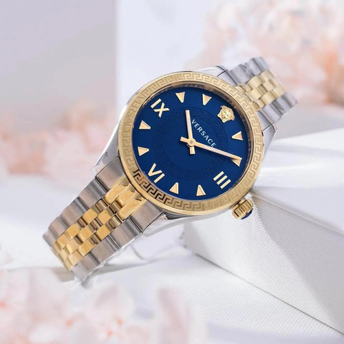 VERSACE Hellenyium Quartz Blue Dial Two-Tone Ladies Watch (Arriving In Delhi)