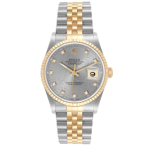 ROLEX Datejust 36 Steel Yellow Gold Diamond Dial Mens Watch 16233 Image 1