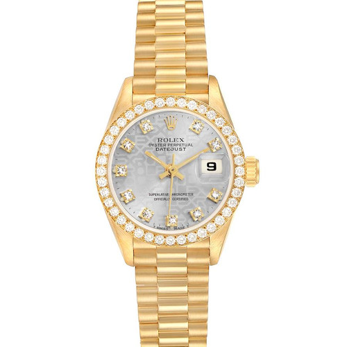 ROLEX President Datejust Yellow Gold Diamond Ladies Watch 69138 Image 1