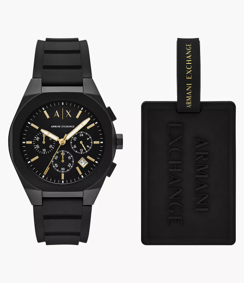 ARMANI EXCHANGE Sync Chronograph Black Silicone Watch Ax7165Set Image 1