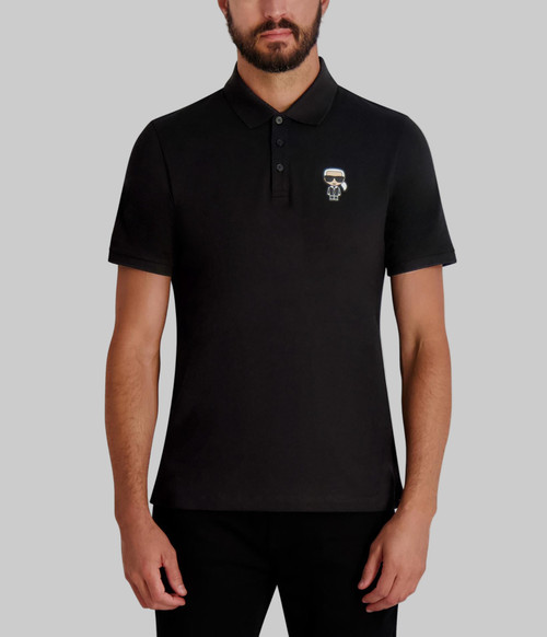 KARL LAGERFELD pique 3 button polo with karl KARL LAGERFELD pique 3 button polo with karl