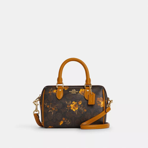 COACH Mini Rowan Crossbody Bag In Signature Canvas With Floral Print