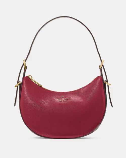 KATE SPADE Nova Textured Patent Leather Small Crescent Shoulder Bag