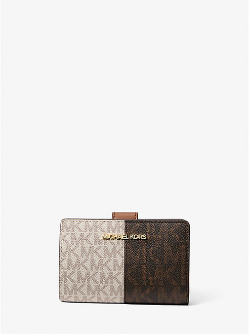 MICHAEL KORS Jet Set Medium Two-Tone Logo Wallet - Brown Multi