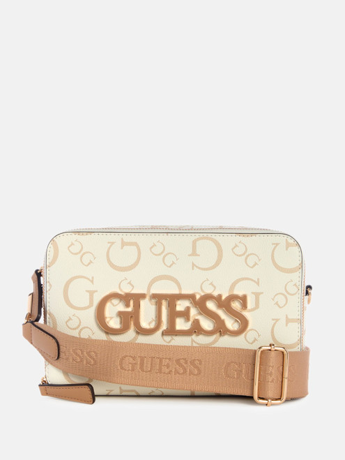 GUESS Shaela Logo Top Zip Crossbody WHITE Image 1 GUESS Shaela Logo Top Zip Crossbody WHITE Image 1