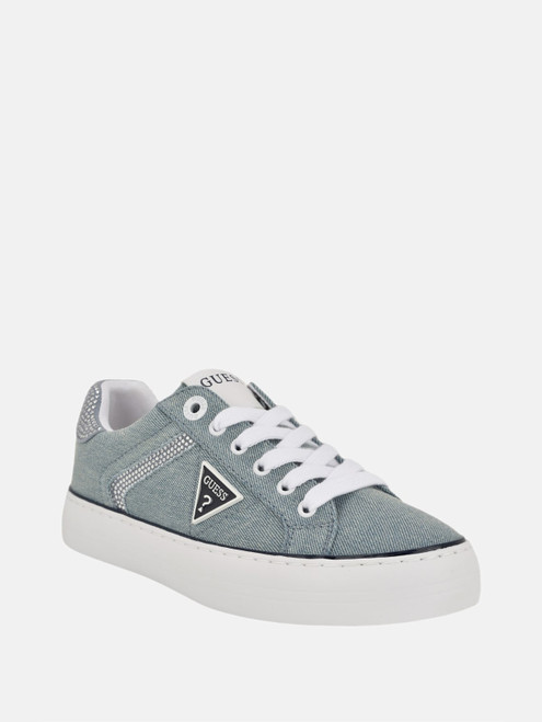 GUESS Lins Rhinestone Low-Top Denim Sneakers BLUE Image 1 GUESS Lins Rhinestone Low-Top Denim Sneakers BLUE Image 1