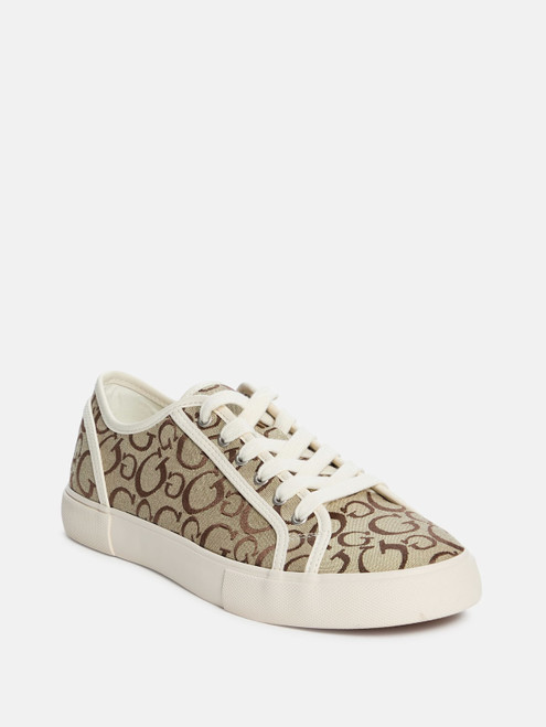 GUESS Selyo Logo Jacquard Low-Top Sneakers BROWN Image 1 GUESS Selyo Logo Jacquard Low-Top Sneakers BROWN Image 1