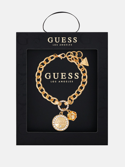 GUESS Gold-Tone Rose Charm Bracelet GOLD Image 1 GUESS Gold-Tone Rose Charm Bracelet GOLD Image 1