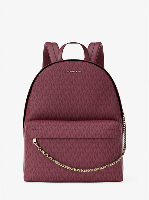 MICHAEL KORS Slater Large Signature Logo Backpack CHERRY Image 1 MICHAEL KORS Slater Large Signature Logo Backpack CHERRY Image 1