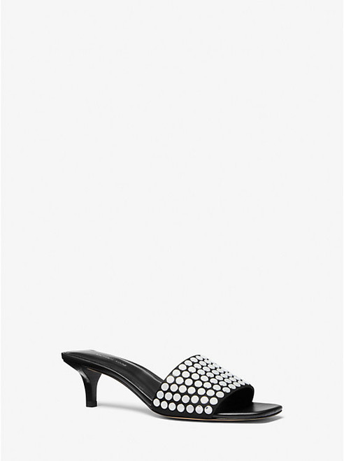 MICHAEL KORS Merriam Studded Kitten Heel Sandal BLACK Image 1 MICHAEL KORS Merriam Studded Kitten Heel Sandal BLACK Image 1