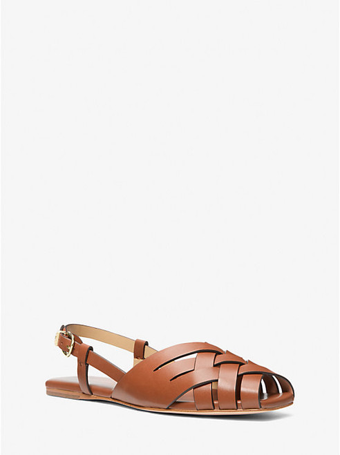 MICHAEL KORS Irene Woven Leather Slingback Sandal LUGGAGE Image 1 MICHAEL KORS Irene Woven Leather Slingback Sandal LUGGAGE Image 1