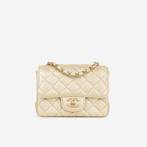CHANEL Mini Square - Gold Metallic Lambskin Champagne Gold Hardware (Pre-owned) CHANEL Mini Square - Gold Metallic Lambskin Champagne Gold Hardware (Pre-owned)