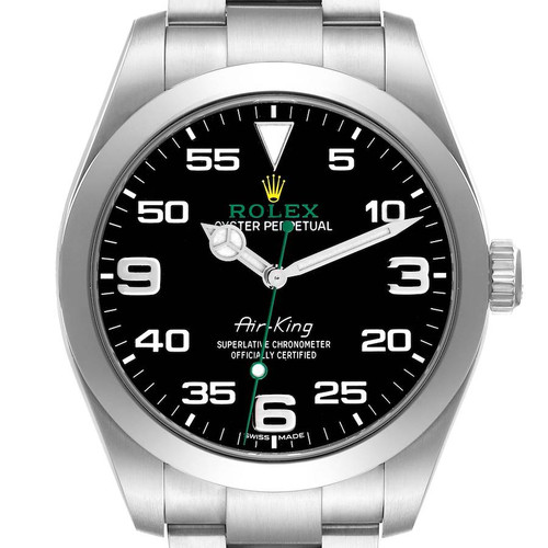 ROLEX Air King Steel Green Hand Black Dial Mens Watch 116900 Image 1 ROLEX Air King Steel Green Hand Black Dial Mens Watch 116900 Image 1