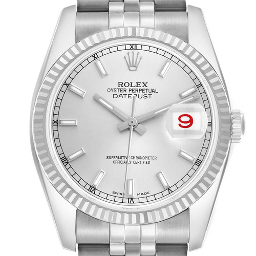 ROLEX Datejust Steel White Gold Silver Dial Mens Watch 116234 Image 1 ROLEX Datejust Steel White Gold Silver Dial Mens Watch 116234 Image 1