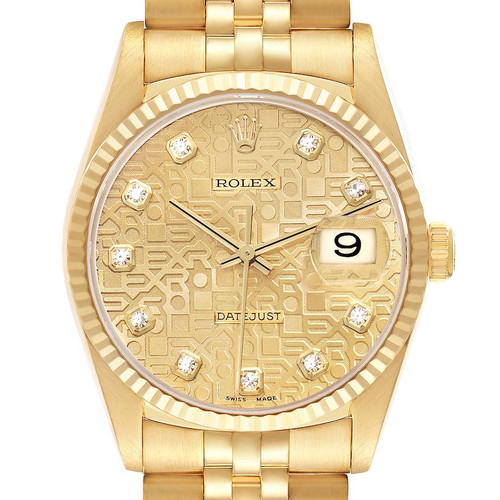 ROLEX Datejust 18K Yellow Gold Anniversary Diamond Dial Mens Watch 16238 Image 1 ROLEX Datejust 18K Yellow Gold Anniversary Diamond Dial Mens Watch 16238 Image 1