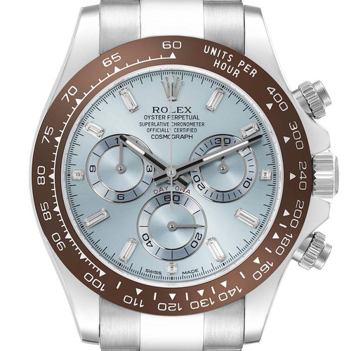 ROLEX Daytona Ice Blue Diamond Dial Platinum Chronograph Watch 116506 Image 1 ROLEX Daytona Ice Blue Diamond Dial Platinum Chronograph Watch 116506 Image 1