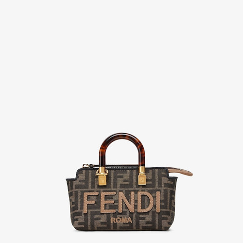 FENDI By The Way Mini Small brown FF fabric Boston bag