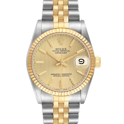 ROLEX Datejust Midsize Steel Yellow Gold Tapestry Dial Ladies Watch 68273 Image 1 ROLEX Datejust Midsize Steel Yellow Gold Tapestry Dial Ladies Watch 68273 Image 1