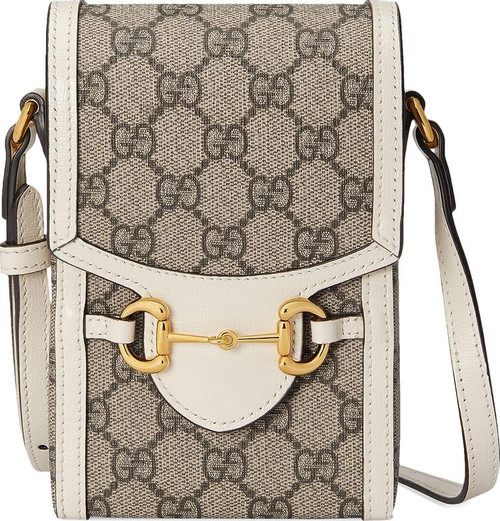 Gucci Horsebit 1955 mini bag in beige and white GG Supreme