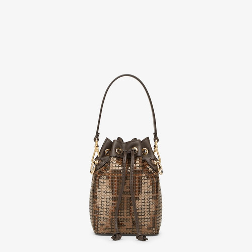 FENDI Mon Tresor Drawstring FF Canvas Bucket Bag Multicolor