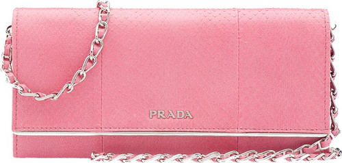 PRADA  Pink Leather Wallet on Chain1