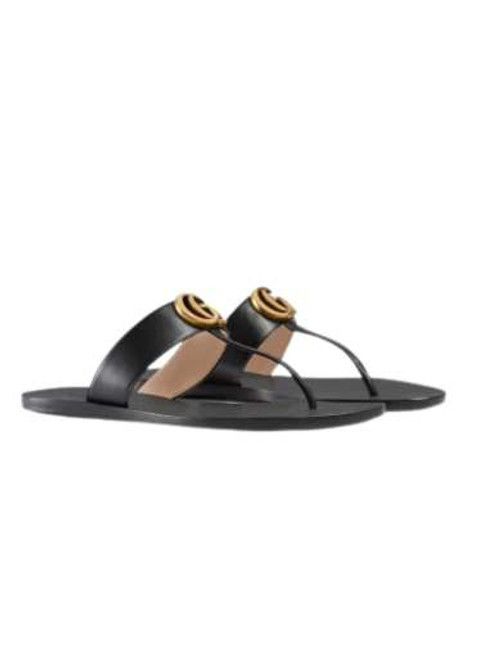 GUCCI Tongs En Cuir Avec Double G