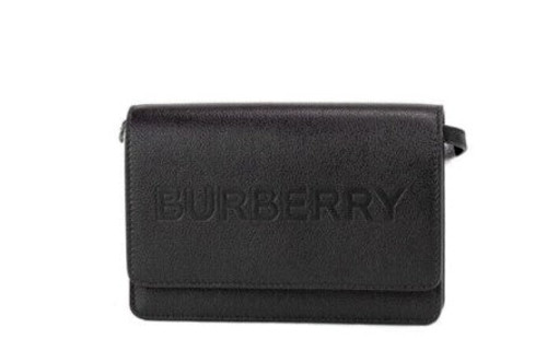 BURBERRY  Logo Embossed Leather Crossbody Bag