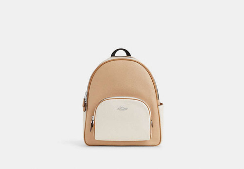 COACH Court Backpack In Colorblock SILVER/SANDY BEIGE MULTI Image 1