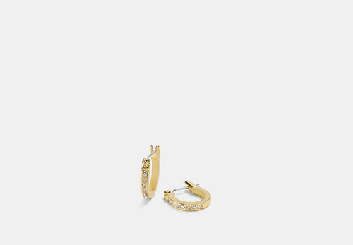 COACH Pave Signature Huggie Earrings GOLD Image 1