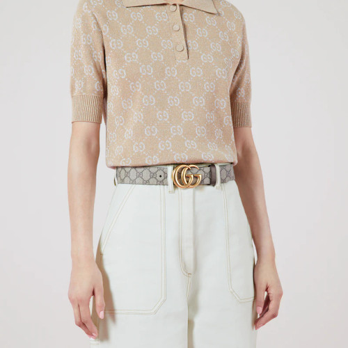 GG Marmont wide belt in beige and ebony GG Supreme